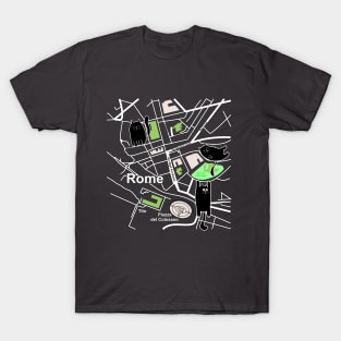 Map of Rome with Cats T-Shirt